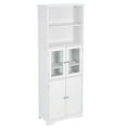 thumbnail image 4 of Ktaxon 64" Tall Storage Cabinet Bathroom Linen Closet Storage Tower Kitchen Pantry Cabinet with 2 Open Shelves and 2 Cabinets with Glass Doors for Kitchen Living Laundry Room Bedroom, White, 4 of 15