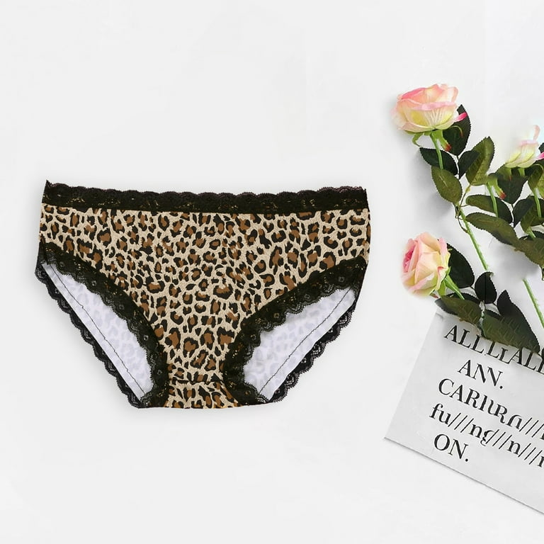 QIPOPIQ Underwear for Women Plus Size Leopard Print Translucent Sheer Lace  Tank Lace Sexy Underpant Panties 