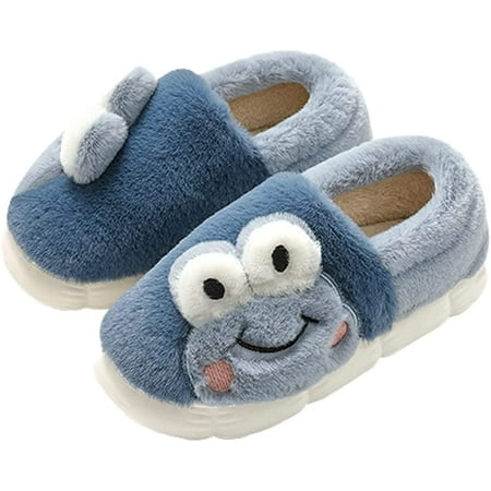 

PIKADINGNIS Women Men Trendy Cozy Fluffy Faux Fur Frog Animal Print Indoor Home Slippers Funny Chic Warm Fleece Lining House Shoes Block Heel Open Heel