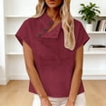 thumbnail image 5 of Womens Summer Tops Tshirts Cotton Linen High Neck Cap Sleeve Shirt Fashion Casual Cotton Linen Blouses Tops on Sale, 5 of 6