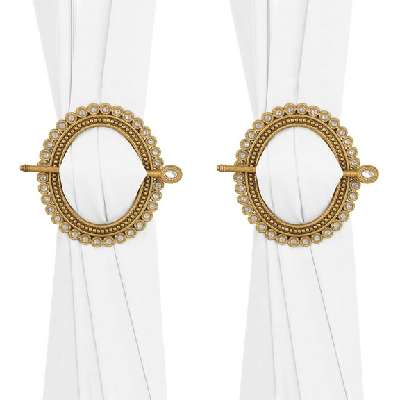 Set of 2 Gold Curtain Tie with Rod Plastic Curtain Buckle Drapery Holdbacks Curtain Ring Drapery Tiebacks for Window Decoration