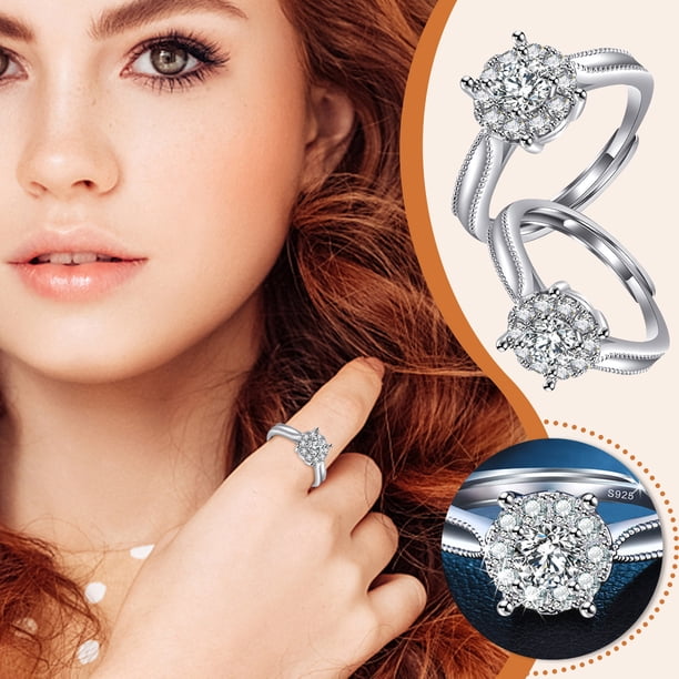 Anillos para mujer, regalos para mujer 2022, nuevo anillo de moissanita con diamante de ajuste abierto, ajustador de tamaño abierto para anillos sueltos.