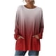 thumbnail image 5 of TaTaai Women‘s Casual Round Neck Gradient Long Sleeve Blouse With Pockets Loose Fit Solid Color T Shirts Soft Polyester Daily Holiday Travel Top Gift, 5 of 7