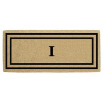 Heavy Duty Coir Door Mat Thin Double Picture Frame, Monogram I - Black 24" x 57"