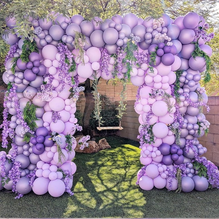 55pcs Metallic Purple Balloon Kit – 12" Latex & Confetti Balloons With Ribbons, For Birthday, Wedding, Party Decor