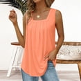 thumbnail image 2 of Fimkaul Women's Tank Top Sleeveless Casual Tops Summer Vest Loose Pleated Square Neck Curved Hem Loose Large Size Basic Shirts Red 2XL, 2 of 8
