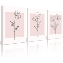 Pink Wall Art Pictures Decor Blush Pink Flower Canvas Painting Floral Botanical Wall Art Girl Room Poster Aesthetic Coquette Artwork for Bedroom Office Bathroom 16x24 Inch UND set of 3