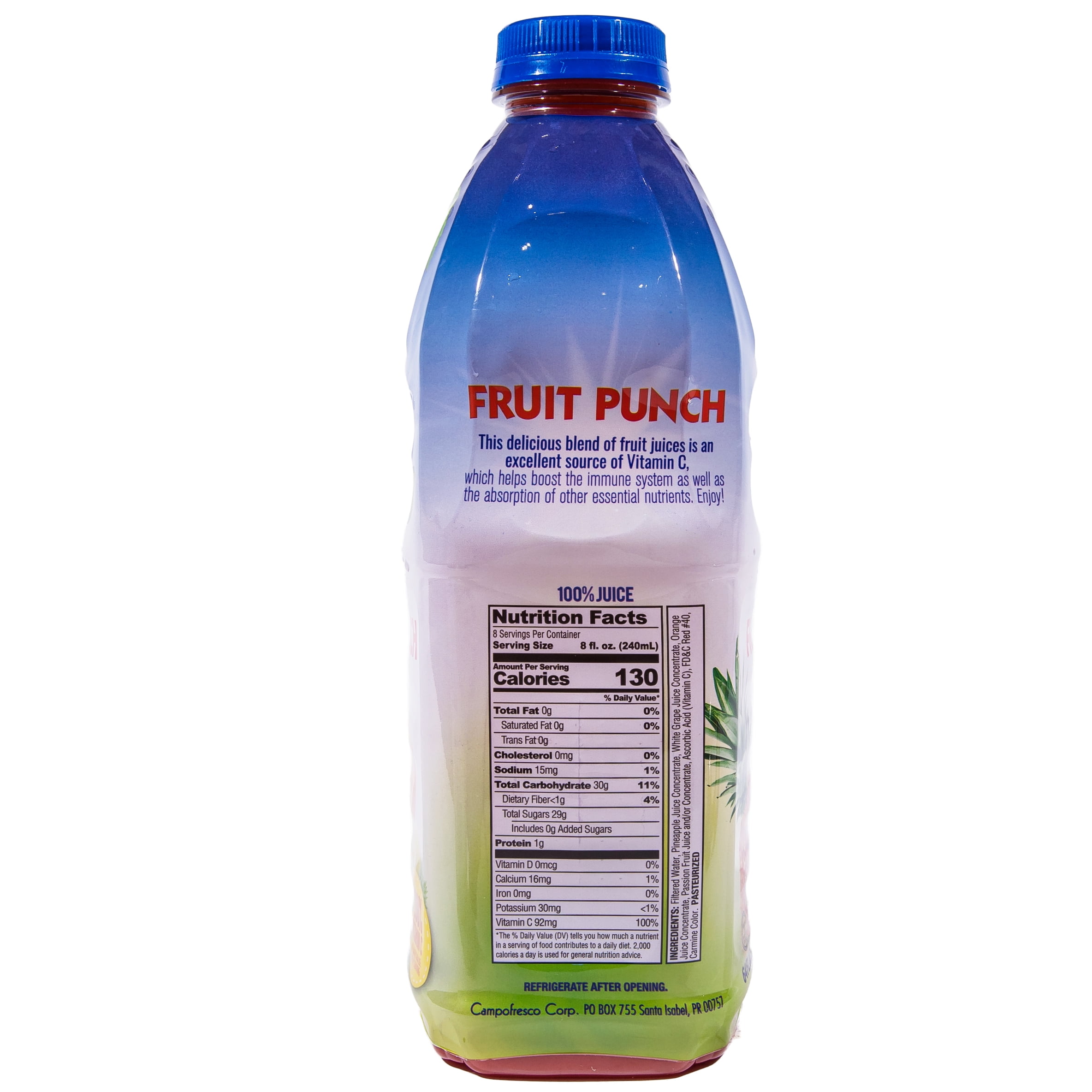 Lotus Fruit Punch 100% Juice, From Concentrate, 100% Vitamin C, Plastic Bottle 64 fl oz