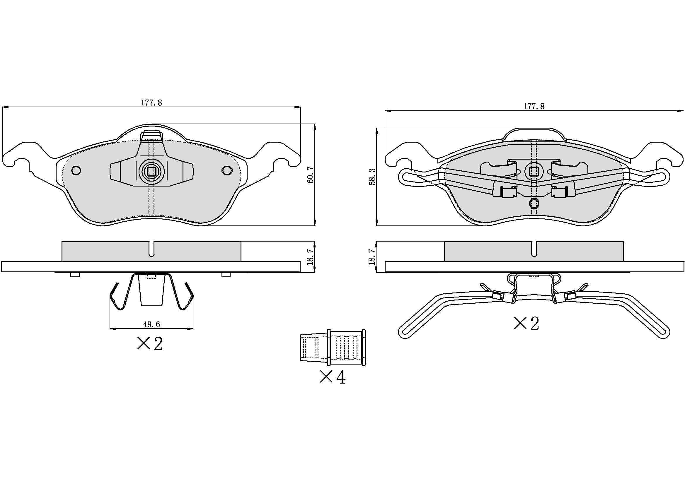 Winstop Brake Pad Set, Front WS.0816.0.M, Ford Focus 2004-2000