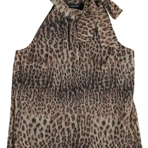 I.N.C Womens Animal-Print Halter Tank Top, Brown, Medium
