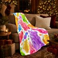 thumbnail image 3 of Whimsical Gummy Bear decorative motif Pattern, Playful Woodland Scene, Warm Flannel Blanket for Cabin and Lodge, Wildlife Lovers Valentine's Day Gift, Celestial Home Decor, 3 of 9