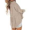 thumbnail image 5 of Women Long Sleeve Corduroy Peplum Shacket Jacket Button Down Babydoll Shirts Oversized Casual Blouses Tops, 5 of 6