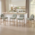 thumbnail image 5 of Zesthouse Upholstered Linen Bar Stools Set of 2, 26" Modern Counter Height Barstools with Arched Backs & Solid Wood Legs, Farmhouse Wooden Kitchen Island Chairs, Green and White Striped, 5 of 10