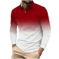 thumbnail image 3 of DDAPJ pyju Big and Tall Polos for Men Quarter Zip Polo Shirt Gradient Print Long Sleeve Golf Shirts Breathable Mesh Sports Tennis Shirt Wine M, 3 of 6