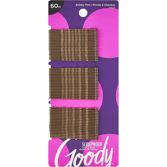 Goody 01520 SlideProof Bobby Pins, Brown, 2", 60 Count