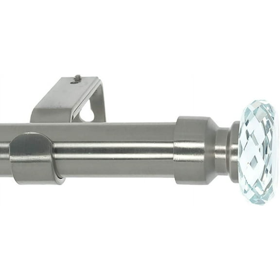 Meriville 1-Inch Diameter Window Treatment Curtain Rod, Cut Crystal Ball Finial, 48-inch to 84-inch Adjustable, Satin Nickel