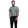 thumbnail image 1 of BESTMAN Chemise en Coton pour Hommes Chemise Décontractée Col Mandarin à Manches Courtes, 1 of 5