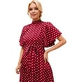 thumbnail image 6 of Wancir Women's Elegant Polka Dots Maternity Dress Mock Neck Ruffle Sleeve Midi Dresses Pregnancy Clothes with Belt, 6 of 6