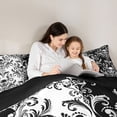 thumbnail image 4 of jejeloiu Contrast Skull King Size Comforter Sets,Intricate Damask Comforters King Size For Adults,Black White,Black Reversible,3 Pieces,1 Comforter and 2 Pillowcases, 4 of 7