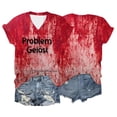 thumbnail image 2 of AWZXDE T-Shirts Élégants pour Femmes - T-Shirt à Manches Courtes Imprimé Col Rond pour Usage Quotidien Sorties Décontractées et Superposition, 2 of 4