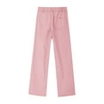 thumbnail image 5 of Lenpel Girls' Dress Pants Elastic High Waisted Straight Leg Twill Casual Trousers School Pants with Pockets 7-16 Y, 5 of 7