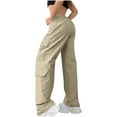 thumbnail image 4 of EDFBUYKRS Female Women Pants Casual Plus Size Sweatpants for Women Tall Women's Fashionable Casual Solid Color Straight Leg Casual Trousers M, 4 of 9