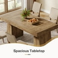 thumbnail image 3 of Fnova 55" Modern Dining Table, Mid-Century Wood Rectangular Writing Desk, Computer desk with Double Trapezoid Base, Seats 4-6 - Perfect for Home Office, Dining Room, Kitchen & Living Room, 3 of 17