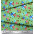 thumbnail image 3 of Soimoi Tissu Poly Georgette Imprimé Feuilles & Roses au Mètre 42 Pouces de Large, 3 of 3