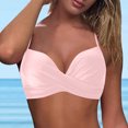 thumbnail image 4 of TOWED22 Women's Twist Front Bikini Top V Neck Padded Swimsuit Top Adjustable Spaghetti Straps Bathing Suit Tops(Pink,XXL), 4 of 7