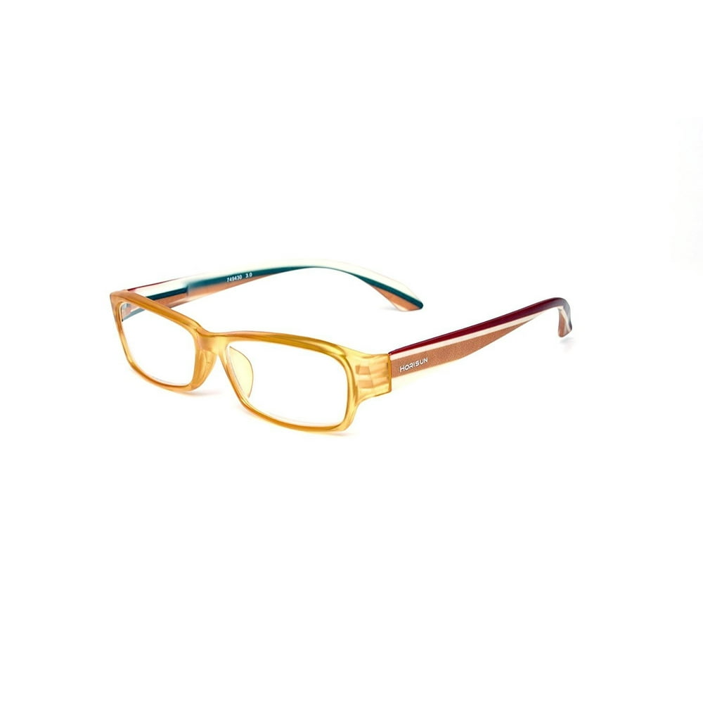 Horisun 749415 Designer Reader EyeWear with Orange Frame, Red/Green/Tan ...