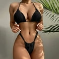 thumbnail image 5 of DondPO Bikini Sets for Women Bathing Suit High Two Up Bikini Piece Up Women Cut Lace Solid Sexy Swimsuit Set Push Swimwears Tankinis Set Two Piece Swimsuit for Women Micro Bikini Black L, 5 of 7
