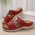 thumbnail image 5 of Dakaela Orthopedic Wedge Sandals for Women 2026 Summer Boho Platform Slip on Slides Arch Support Comfortable Casual Walking Slippers Red 8, 5 of 9