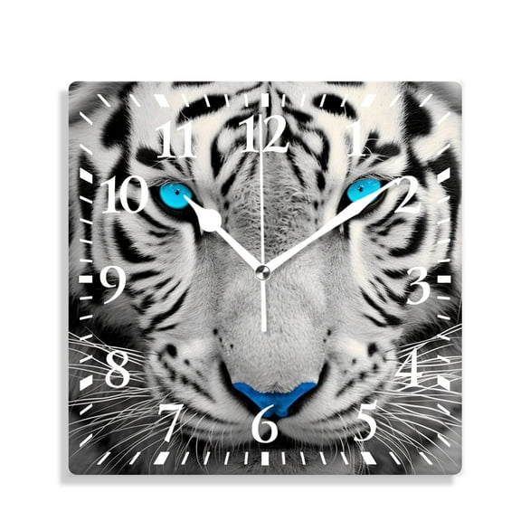 14 Inch Wall Clock Battery Operated Silent Clock Decorative for Office, Kitchen, Outdoor, Living Room，Animal Tiger Face Cute
