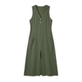 thumbnail image 5 of YueHuiYing Women's 2026 Cotton Linen Sleeveless Maxi Dresses - Boat Neck Button Down Boho Gauze Sundresses with Pockets for Plus Size, 5 of 8