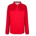 thumbnail image 4 of Ayolanni Red Basic Tops for Woman Long Sleeve Collared Pullover Solid Polos Women's Tshirts XL, 4 of 6