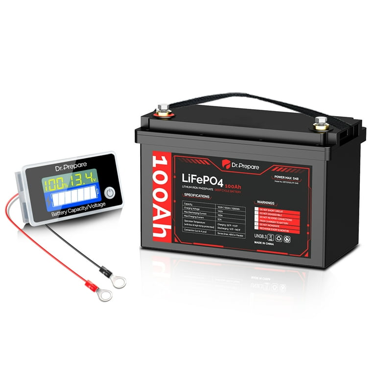 LiTime Portable Battery Box for Marine & RV Use, Built-in Voltmeter, F