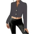 thumbnail image 2 of Fznquz Women Blouse Gray Button Up Fashion Crop Shirt Long Sleeve Dressy Casual Work Clothing, 2 of 7