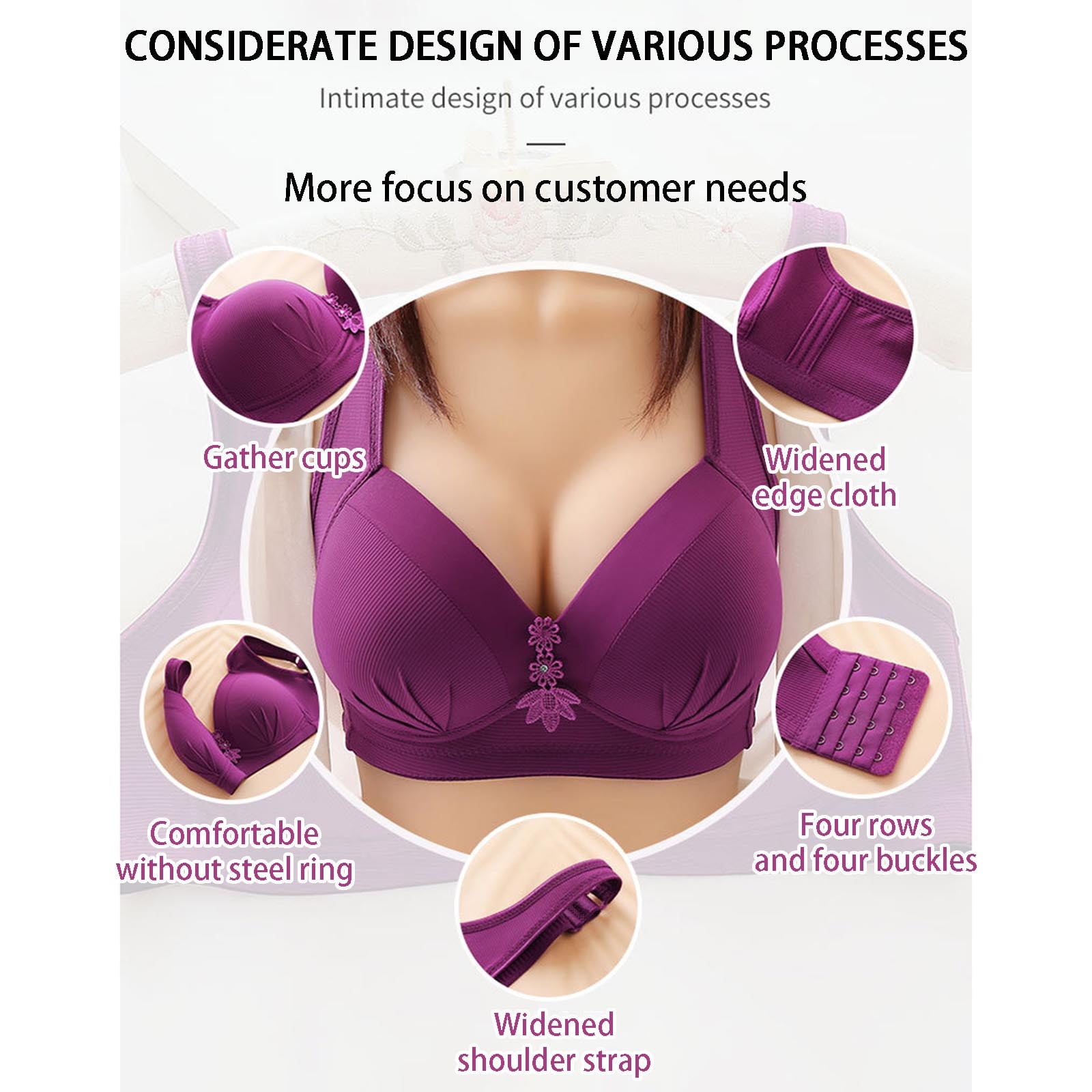S LUKKC LUKKC Women's Plus Size Wirefree Bra Comfort Full Coverage Bras for  Women No Underwire Lift and Suport Push up Shaping Bralettes Wireless