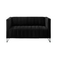 thumbnail image 5 of Home Design Kurtis Square Arm Loveseat with Tufted Velvet Upholstery and Gold Metal Legs, Flared Arms, Modern Living Room Seating, Black, 5 of 6