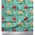 thumbnail image 1 of Soimoi Polyester Crepe Fabric Leaves & Rabbit Animal Printed Craft Fabric by The Yard 42 Inch Wide, 1 of 5