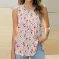 thumbnail image 2 of ZQUUVOU Tank Top For Women Printed Round Neck Front Pleated Tops (Pink,S), 2 of 5