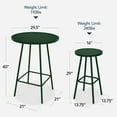 thumbnail image 3 of Best Choice Products 3-Piece Steel Patio Bar Height Round Bistro Set w/ Backless Stools, Slatted Design - Dark Green, 3 of 9
