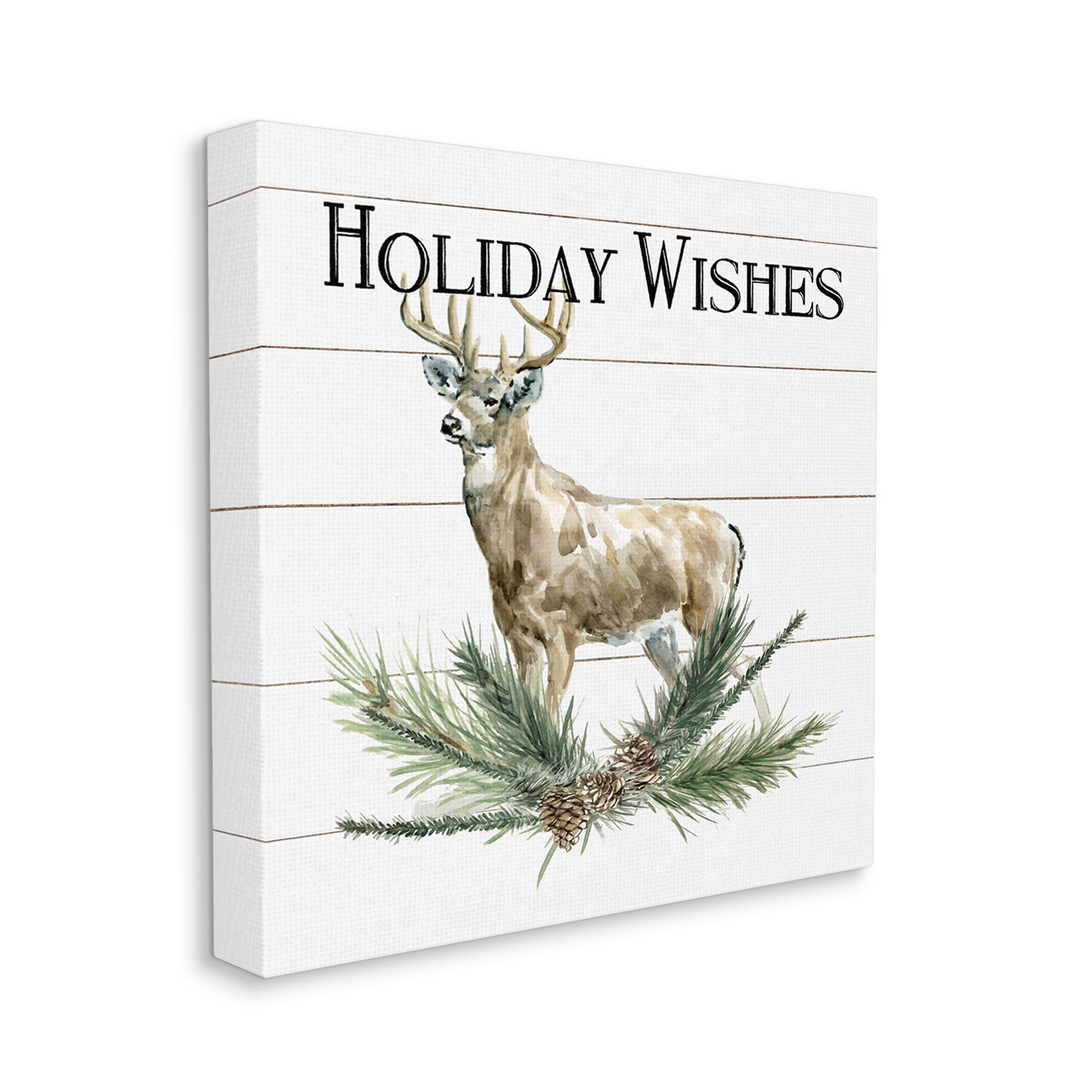 Stupell Industries Holiday Wishes Seasonal Deer Graphic Art Gallery Wrapped Canvas Print Wall Art, Design by Carol Robinson
