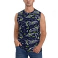 thumbnail image 2 of Lsque Hand Drawn Rockets Print Men's Cotton Blend Sleeveless Muscle Shirts (S-3XL)- Moisture Wicking, Odor Protection, UPF 30+,XX-Large, 2 of 8
