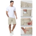 thumbnail image 2 of Men's Shorts Button & Elastic Waist Stretch 4-Pocket Casual Summer Beach Shorts Beige 2XL, 2 of 7