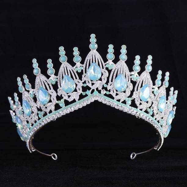 Zhuge Tiara de boda para novia, diadema de princesa, corona nupcial, joyería para el cabello con diamantes de imitación de cristal, decoración para novia, cumpleaños, graduación, boda (verde)