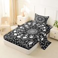 thumbnail image 2 of Castle Fairy Boho Gothic Skull Twin Sheets 3pcs,Traditional Floral Bedding,Black Ivory,1 Fitted Sheet,1 Flat Sheet and 1 Pillowcase, 2 of 6