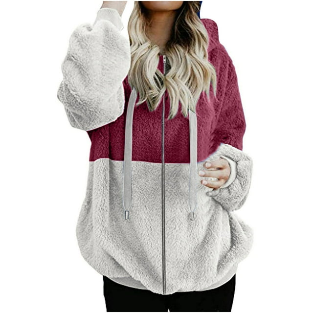 Chaqueta y abrigos casuales de manga larga con capucha para mujer, sueltos, casuales, de color sólido, con cremallera completa y bolsillos, chaqueta de manga larga con capucha de felpa, abrigo para mu