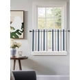thumbnail image 3 of Blue Gray Striped Tier Curtains 36 Inch Length, Sheer Curtains for Bedroom Living Room Window Farmhouse Stripe Art Rod Pocket Voile Drapes Kitchen Curtains Small Half Window 27.5"x36" 2 Panels, 3 of 6