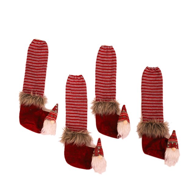 Bewildely Funda para pie de silla, decoración navideña, suministros de vacaciones, mano de obra suave, ajuste de muebles, protección, sin Kits de decoración para fiestas Funda para silla de 4 piezas